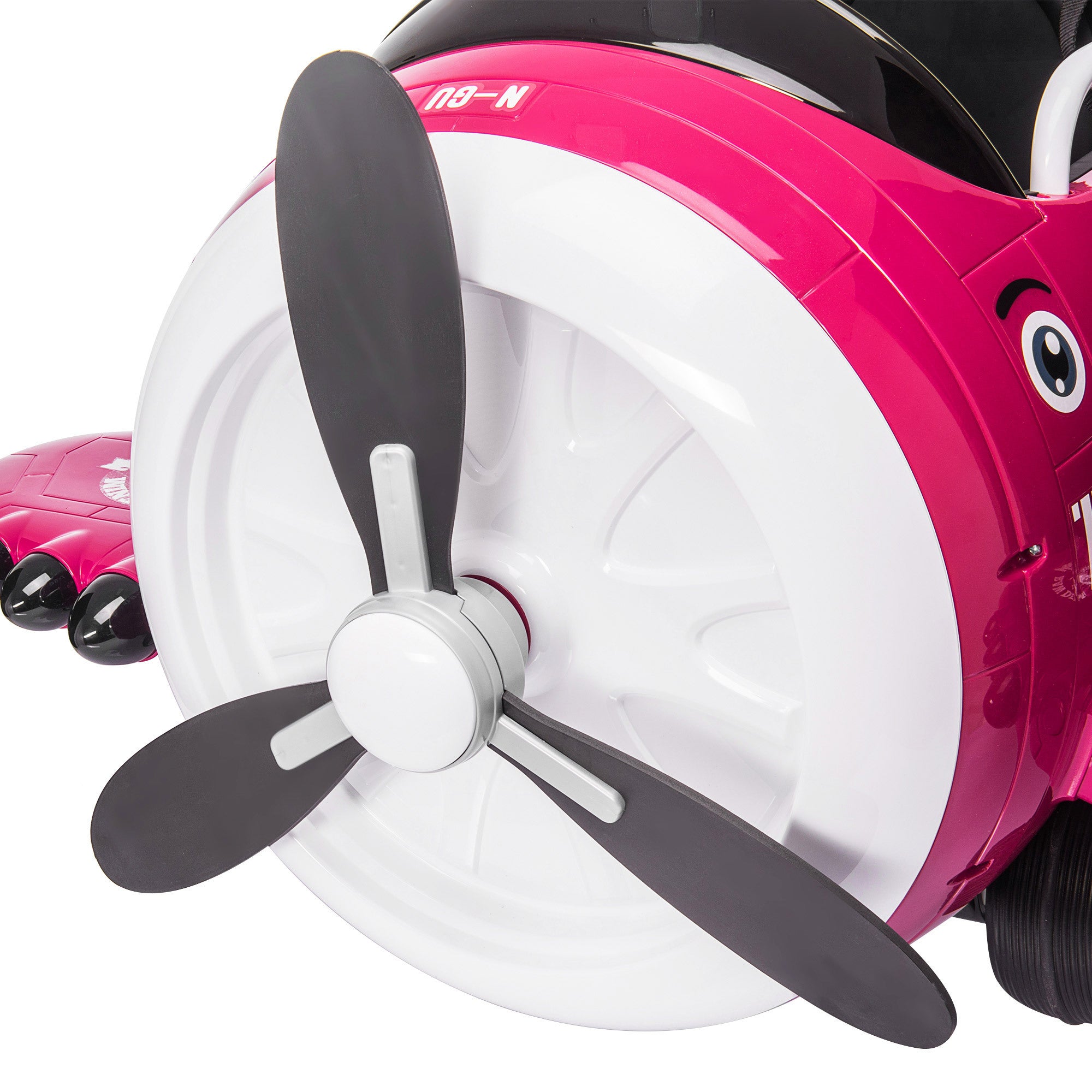 12V Electric Kids Ride on Toy Plane with USB, FM, 360-Degree Rotating by 2 Joysticks, Remote Control for Kids 3 to 6 - Rose Red
