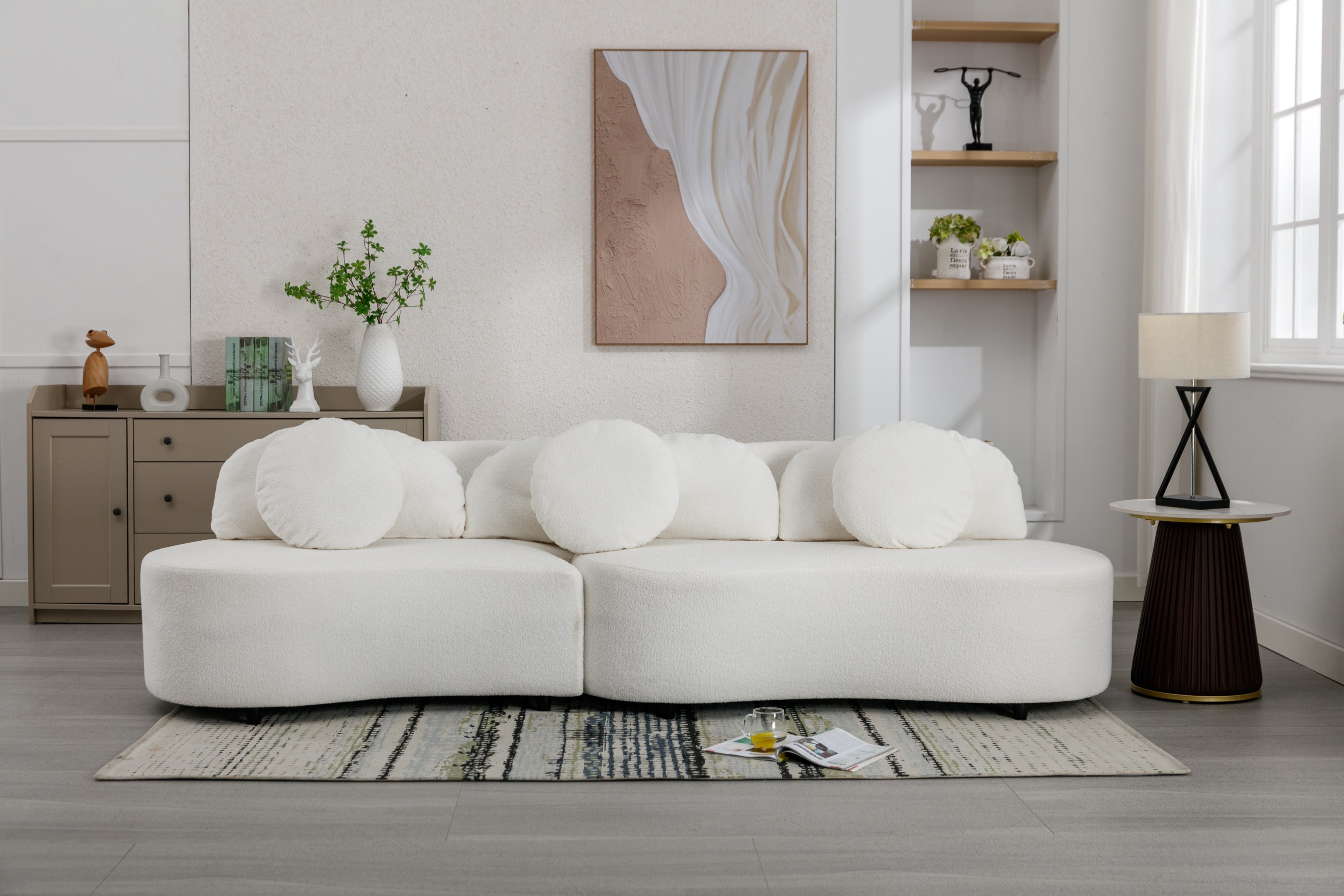 103.9" Modern Living Room Sofa Velvet Upholstered Couch Furniture - Beige
