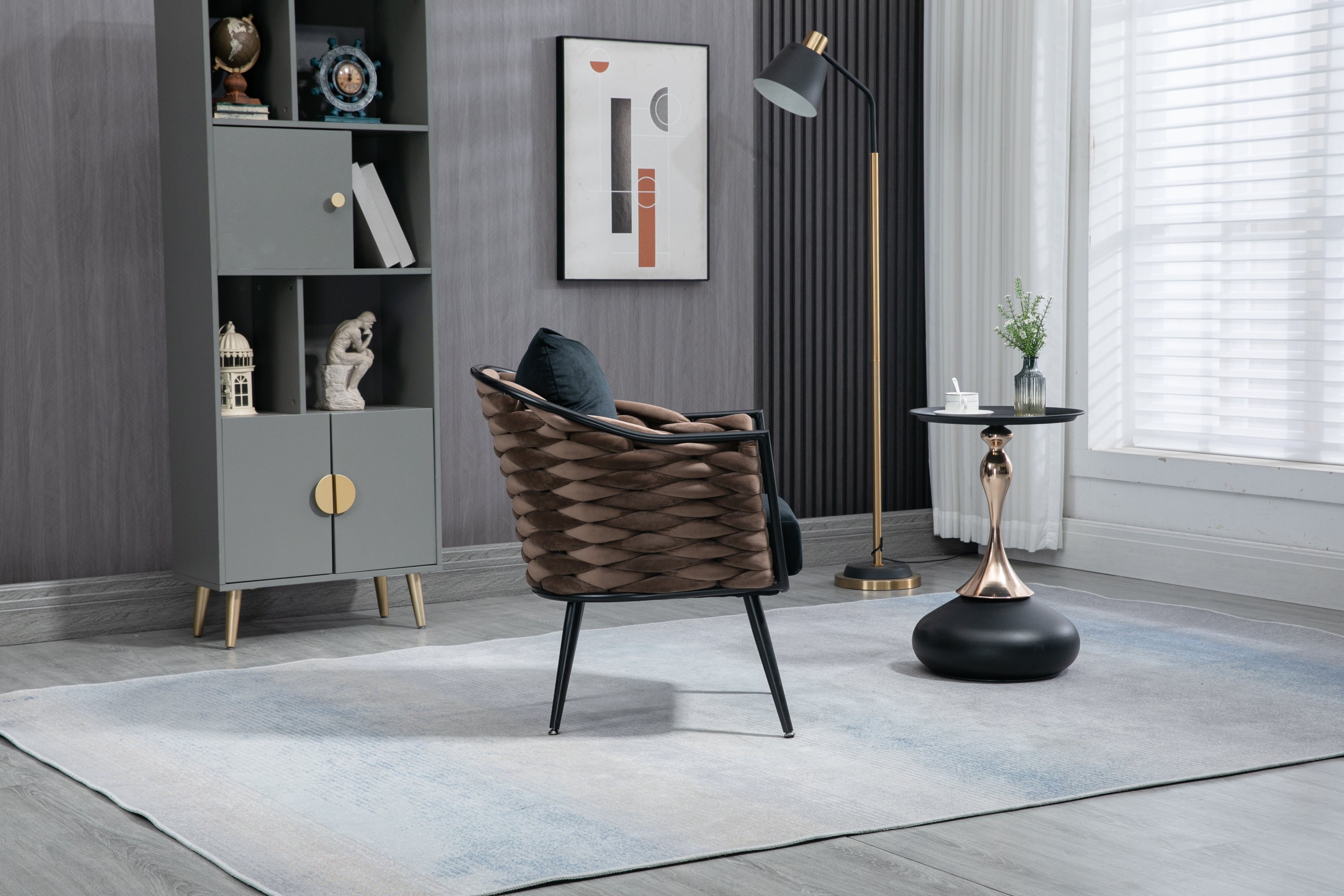 Armchair Tufted with Metal Frame - Black