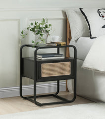 Rattan Accent Table - Black Finish