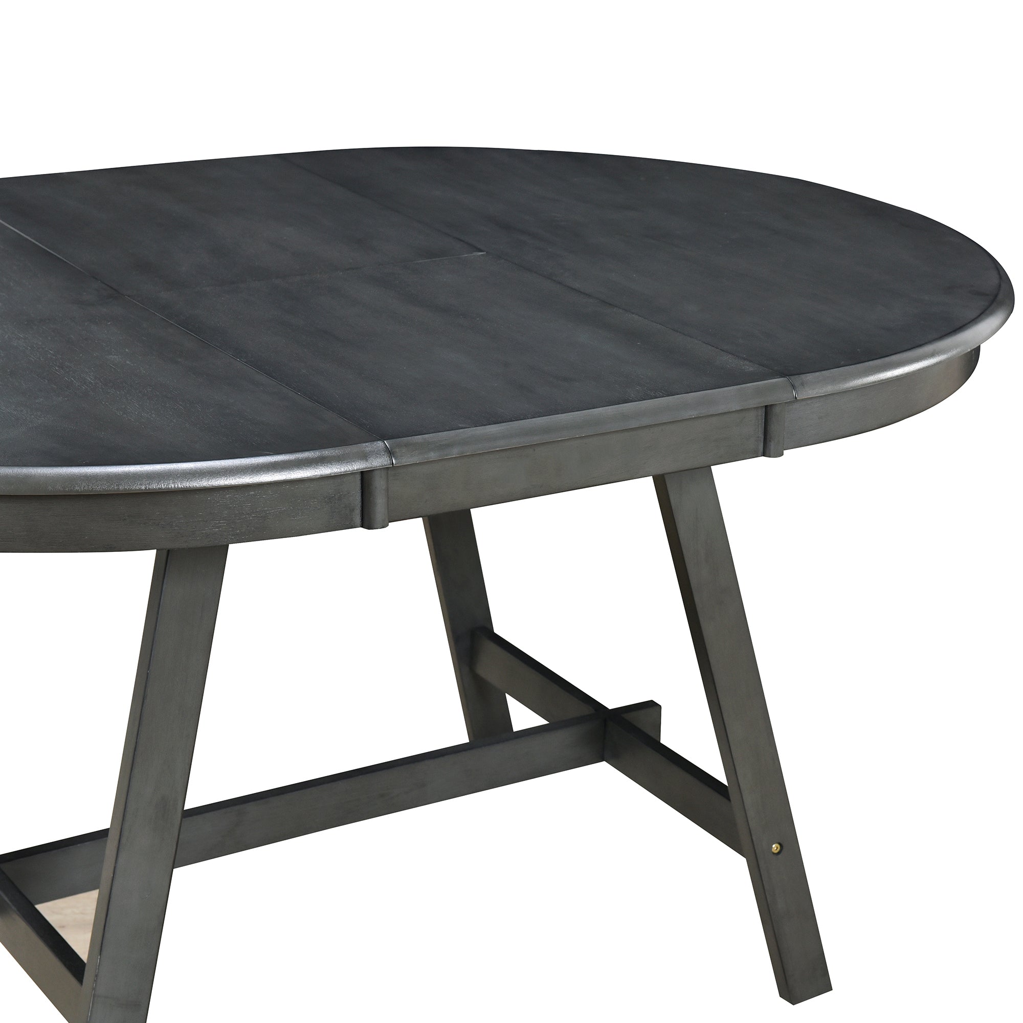 5-Piece Wood Dining Set Round Extendable Table with 4 Dining Chairs - Gray