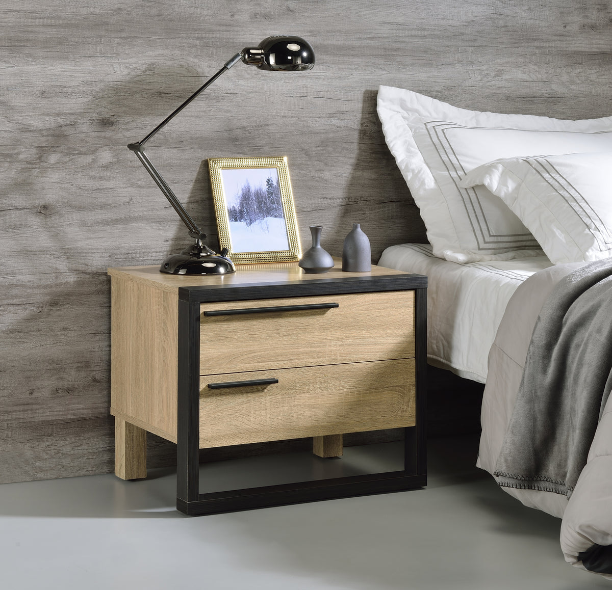 Modern Accent Table - Oak & Black Finish