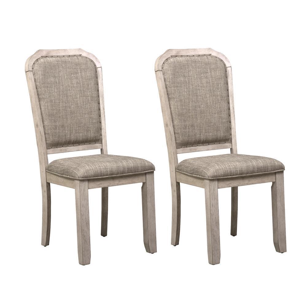 Taupe Upholstered Side Chair (Set of 2) - Traditional, Rustic Grey Beige