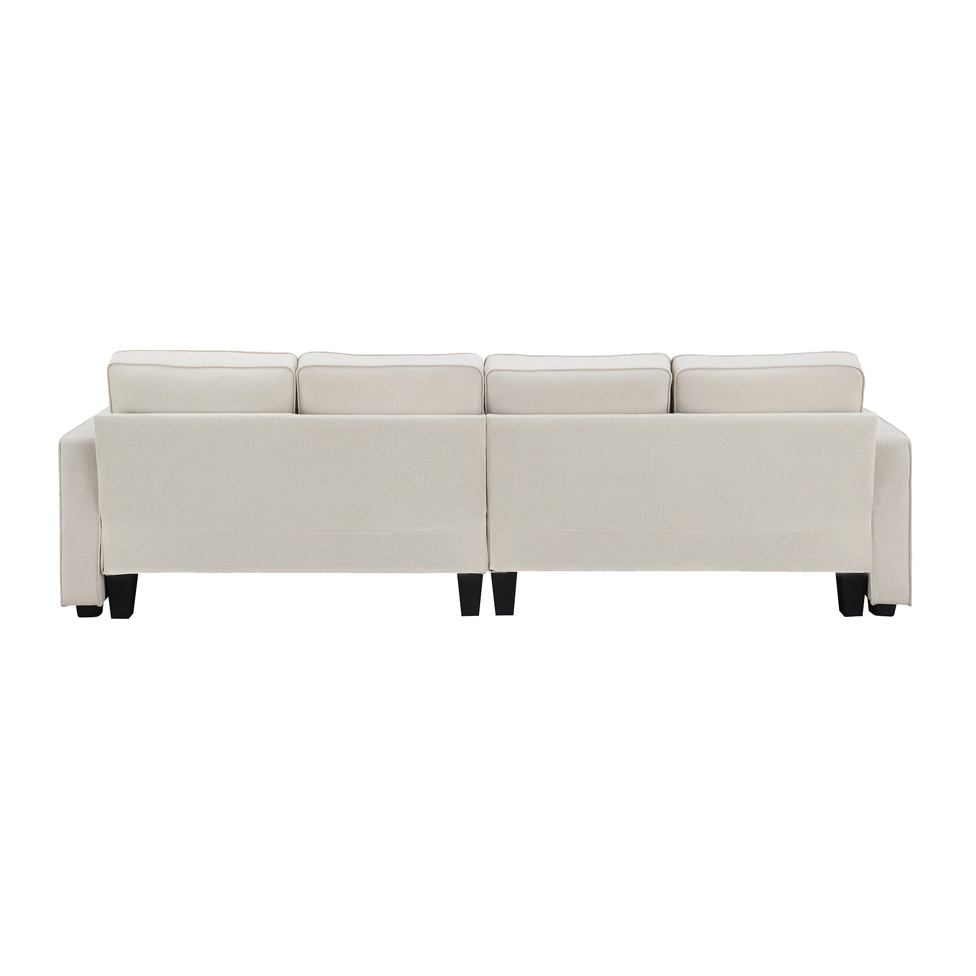 104" 4-Seater Modern Linen Fabric Sofa with Armrest Pockets and 4 Pillows,Minimalist Style Couch - Beige