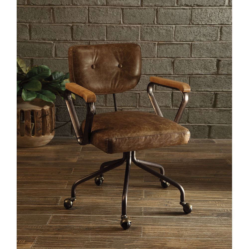 Vintage Office Chair, Top Grain Leather - Whiskey Brown