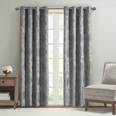 50x108" Knitted Jacquard Paisley Total Blackout Grommet Top Curtain Panel - Grey (1 panel only)