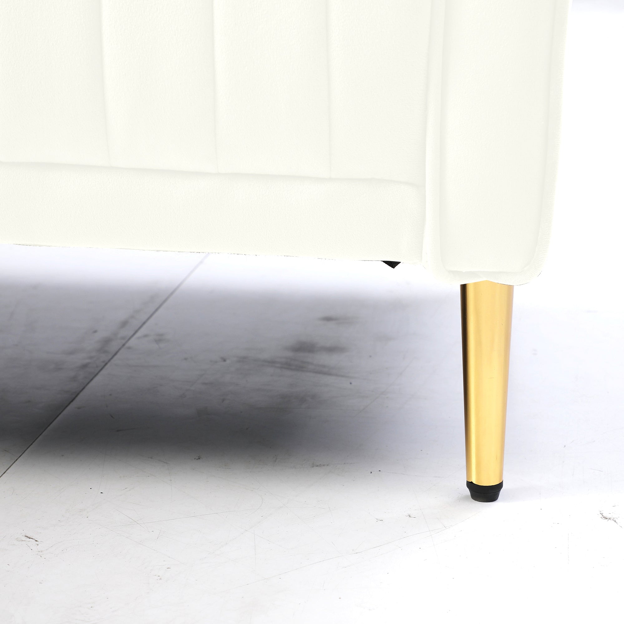 L Shaped Sectional Sofa Couch with Velvet Fabric, Reversible Sectional Sofa - Cream