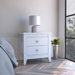 Amara Nightstand, Two Shelves/Four Legs - White