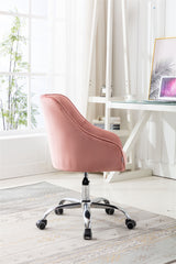 Modern Velvet Swivel Chair with Silver Feet - Pink