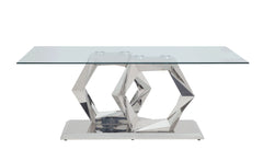 Gianna Dining Table, Clear Glass & Stainless Steel