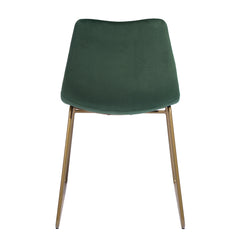 Modern Velvet Dining Chairs with Golden Metal Legs (Set of 2) - Green