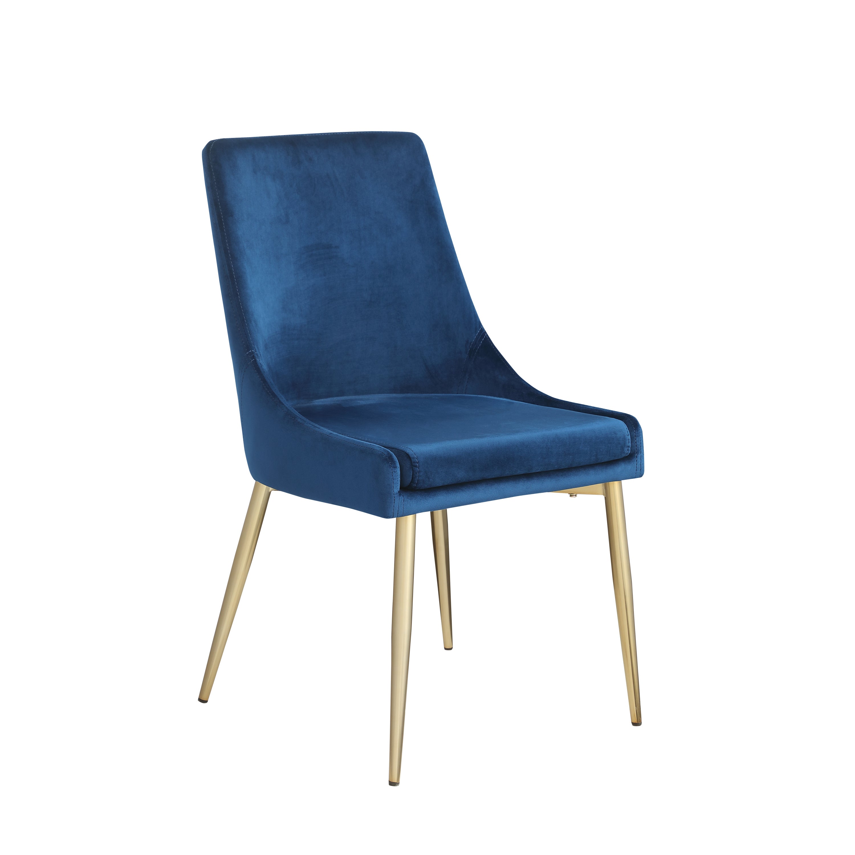 Contemporary Velvet Upholstered Dining Chair with Sturdy Metal Legs (Set of 2) - Blue
