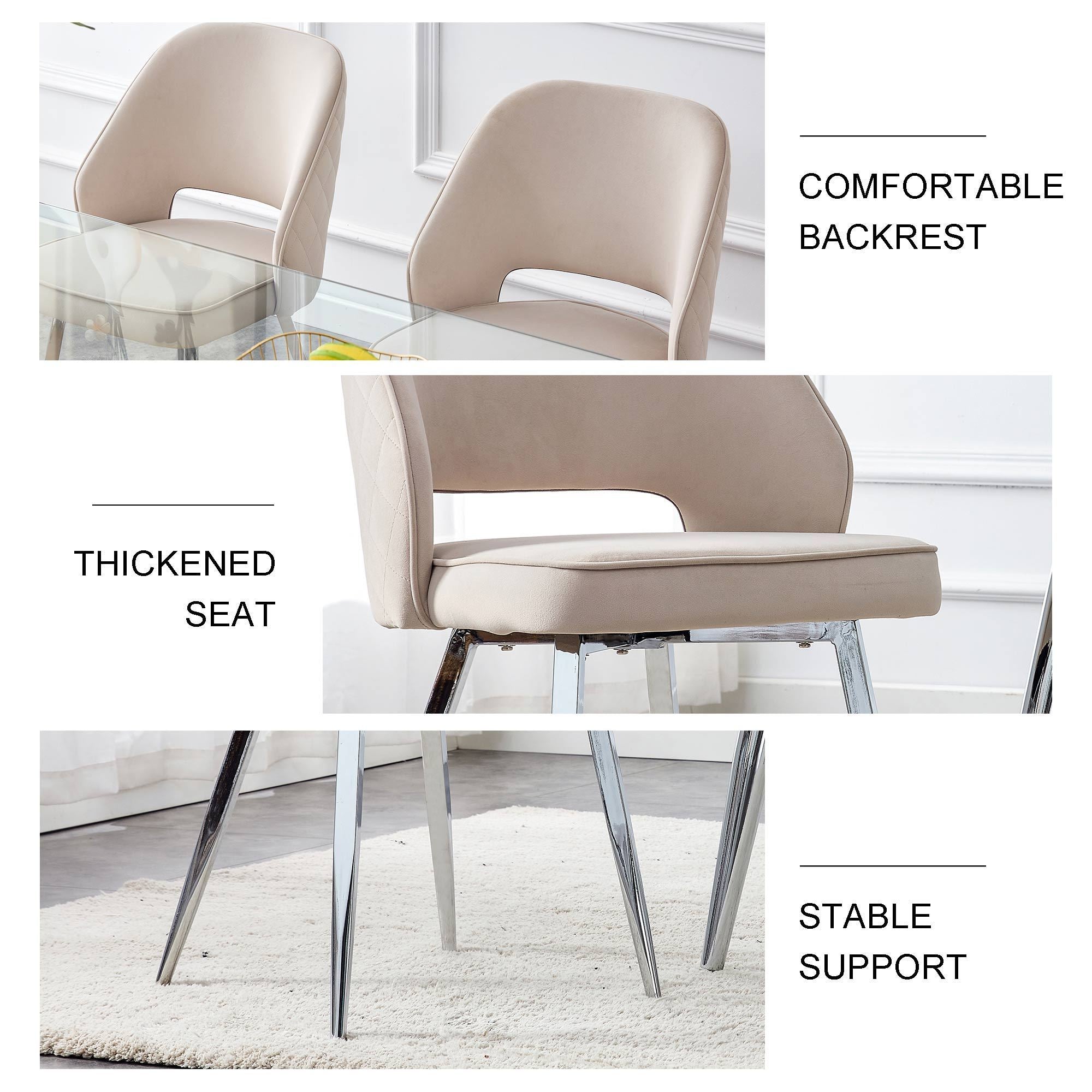 Modern Dining Chair Velvet (Set of 1) - Light Grey