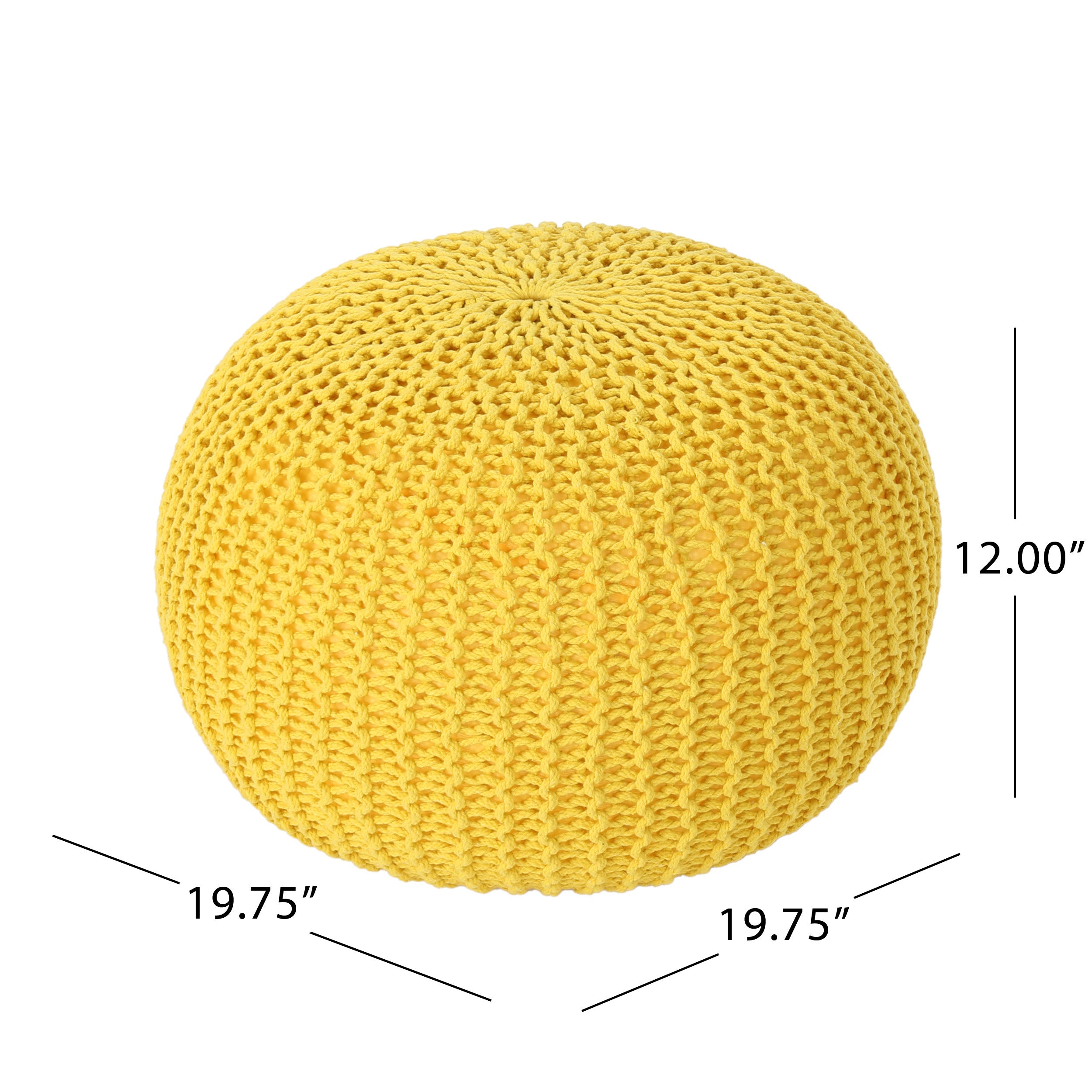 Cotton Knitted Pouf - Yellow