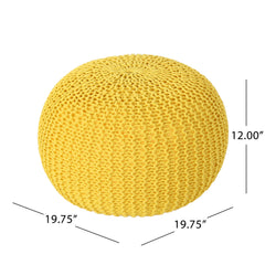 Cotton Knitted Pouf - Yellow