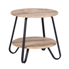 MAICOSY Round Coffee Tables 2 Tier Storage Table Farmhouse Small Side Table