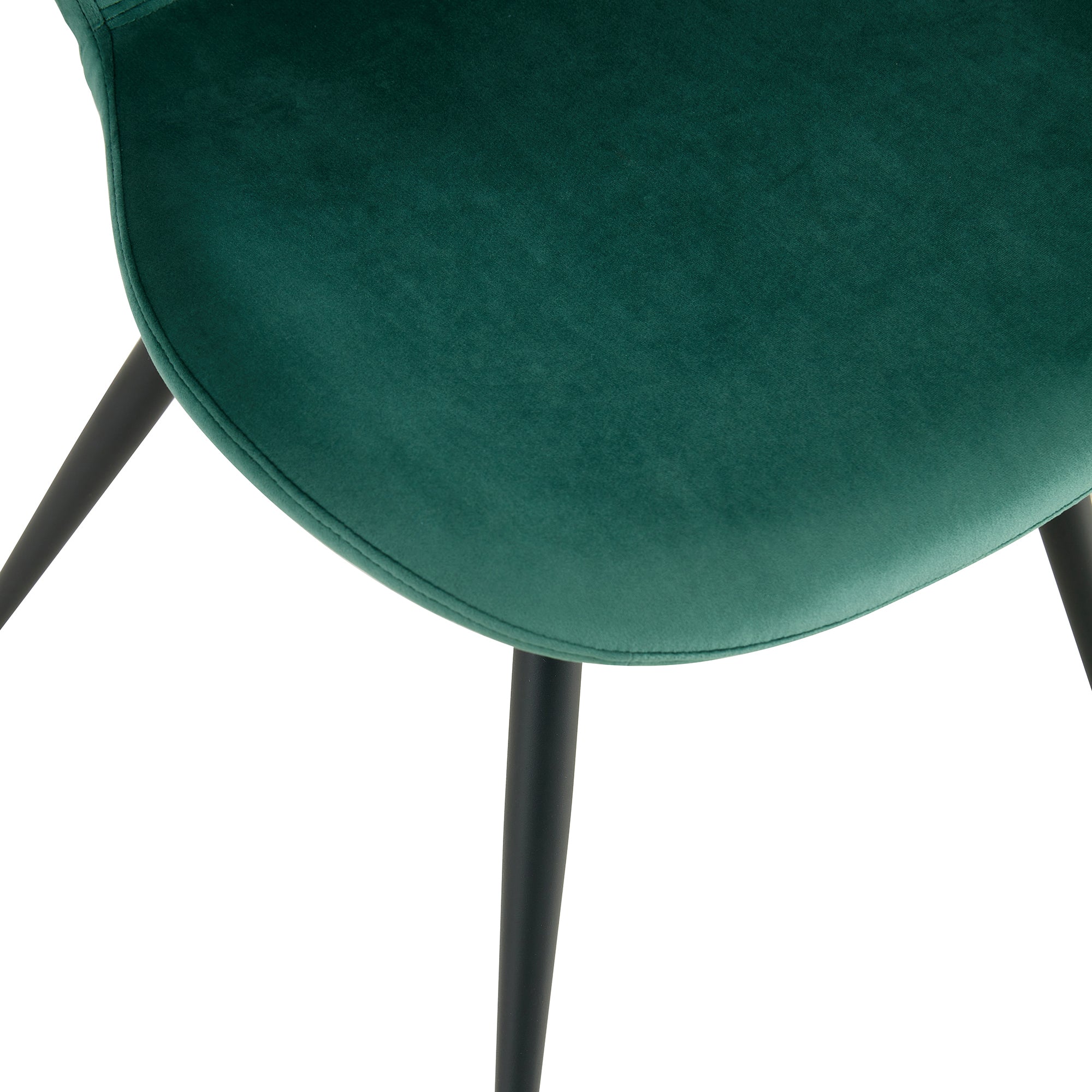 Modern Velvet Dining Chairs with Metal Legs (Set of 2) - Green