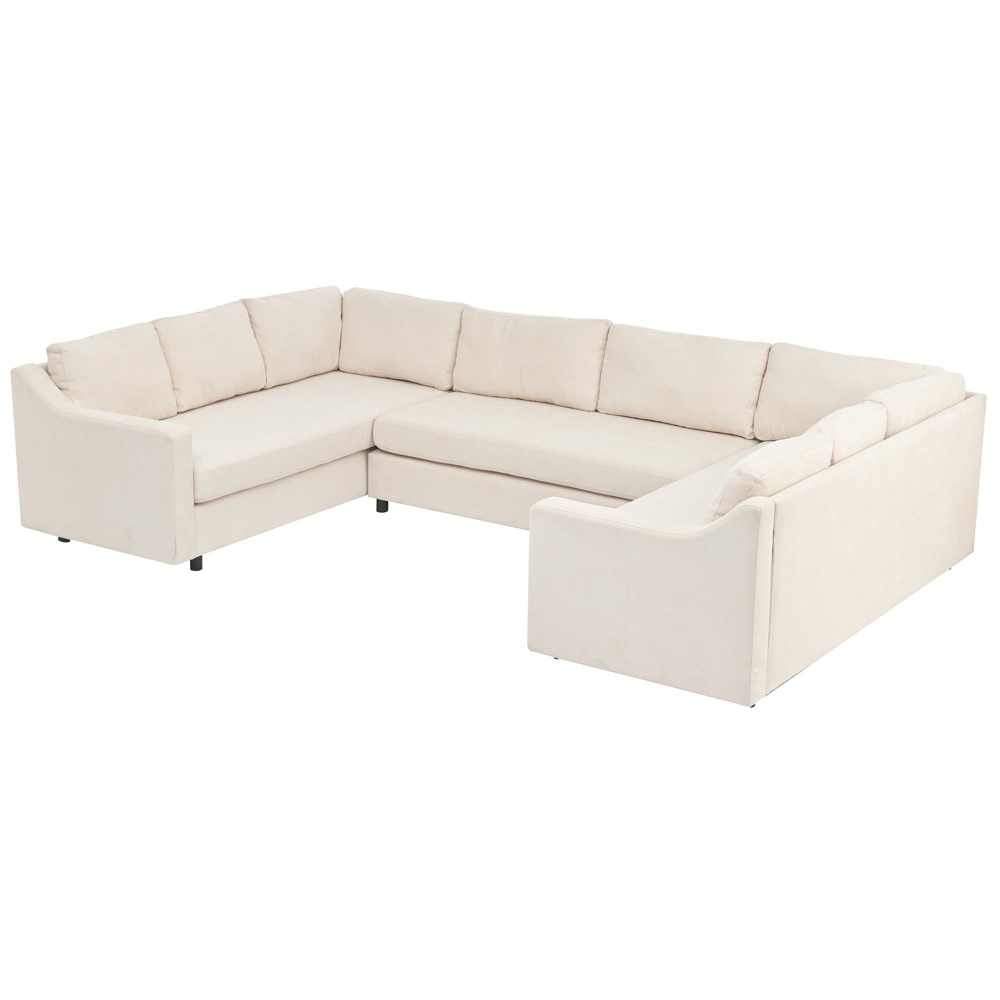3 Pieces Upholstered U-Shaped Large Sectional Sofa with Thick Seat and Back cushions