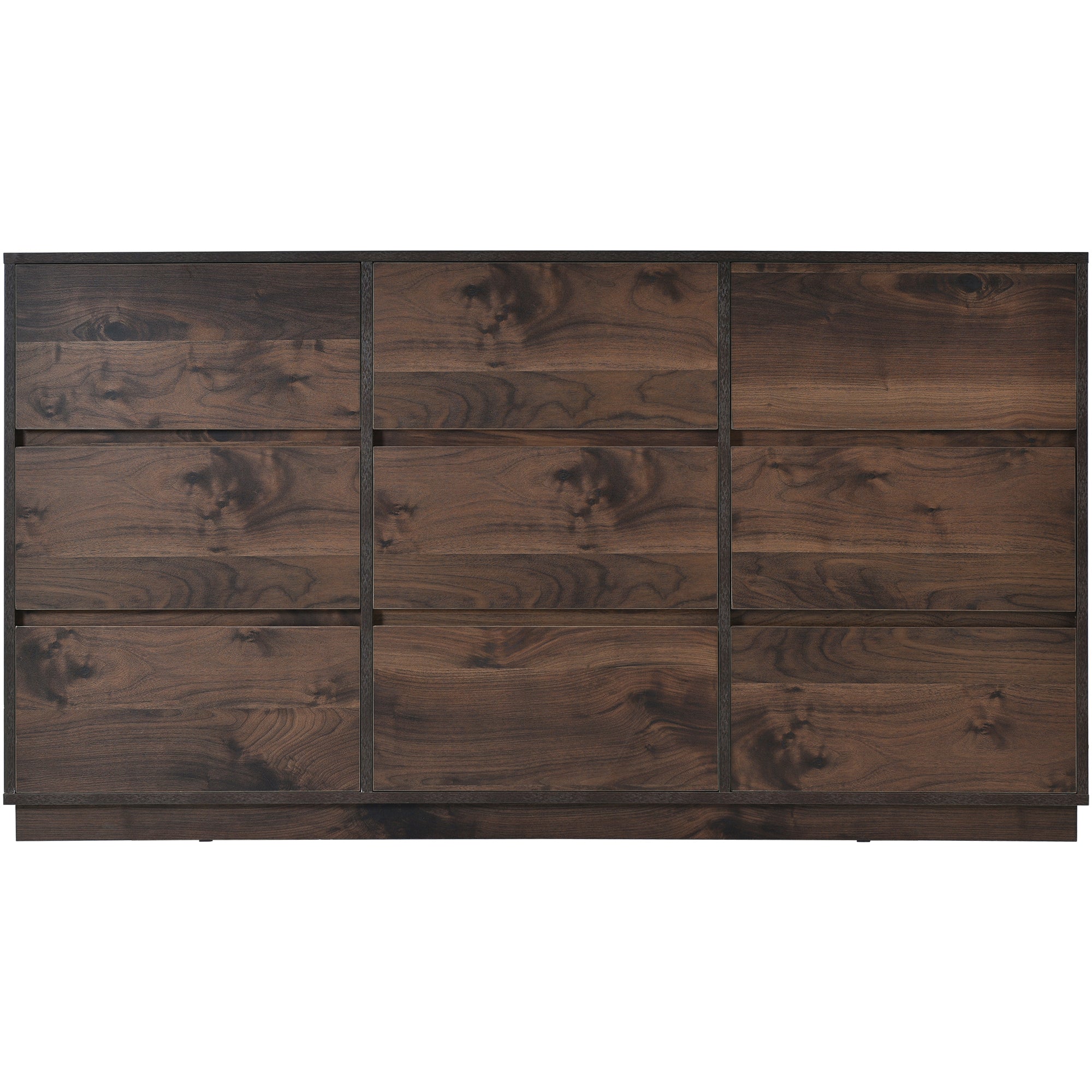 Mid-Century Modern 9 Drawers Dresser - Dark Brown