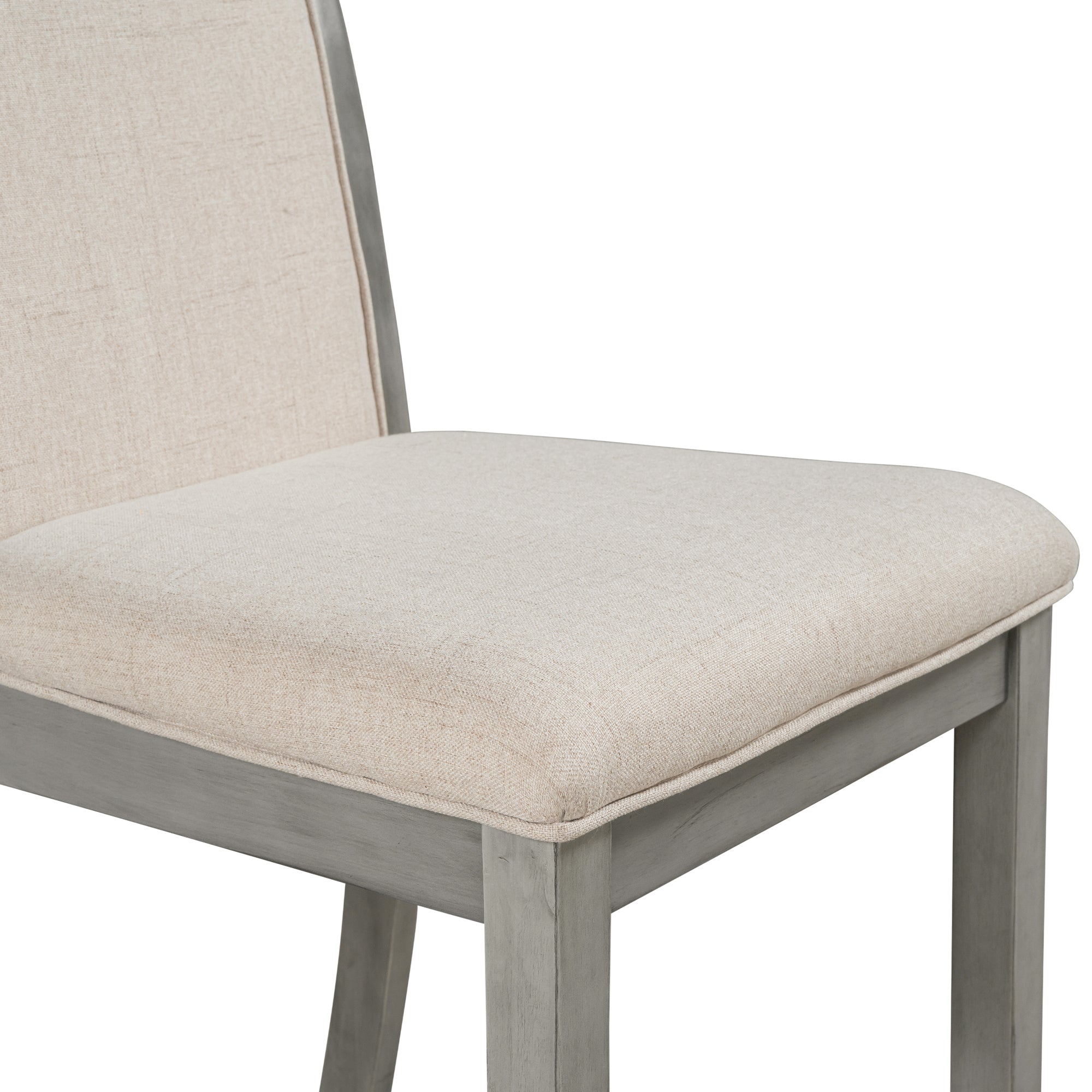 Farmhouse Wood Full Back Dining Chairs with Upholstered Cushions (Set of 4) - Grey
