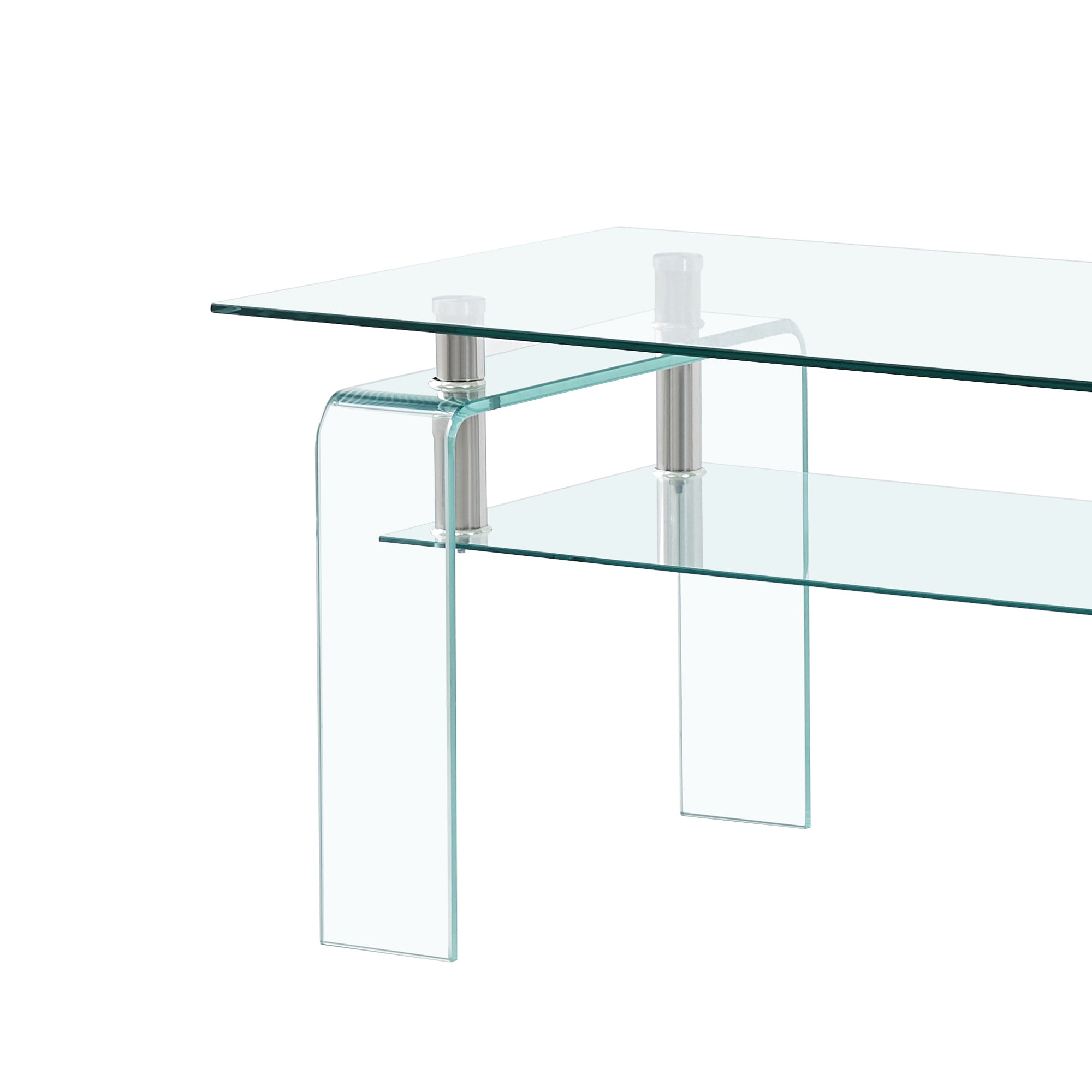 Modern Clear Glass Coffee Table- Tempered Glass