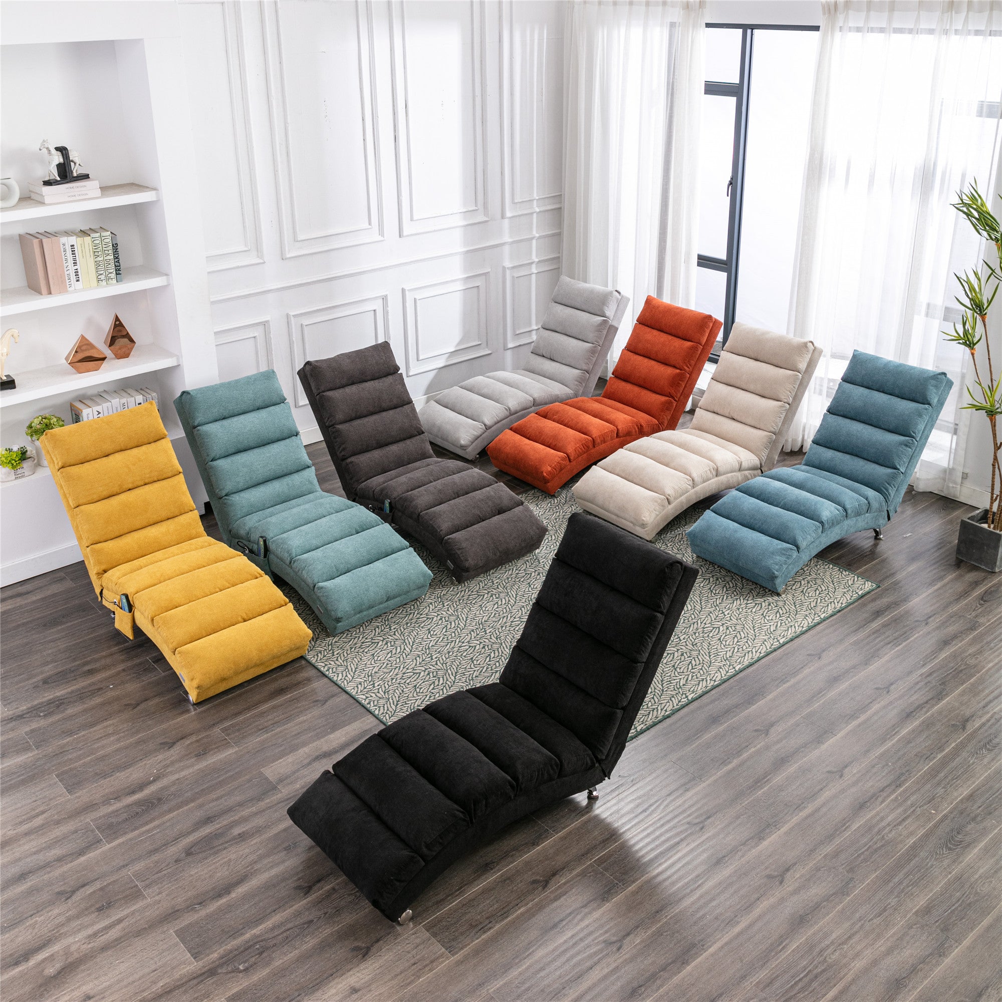 Linen Modern Long Lounger Chair - Dark Gray