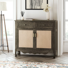 36'' Tall 2 - Door Accent Cabinet - Grey Wood