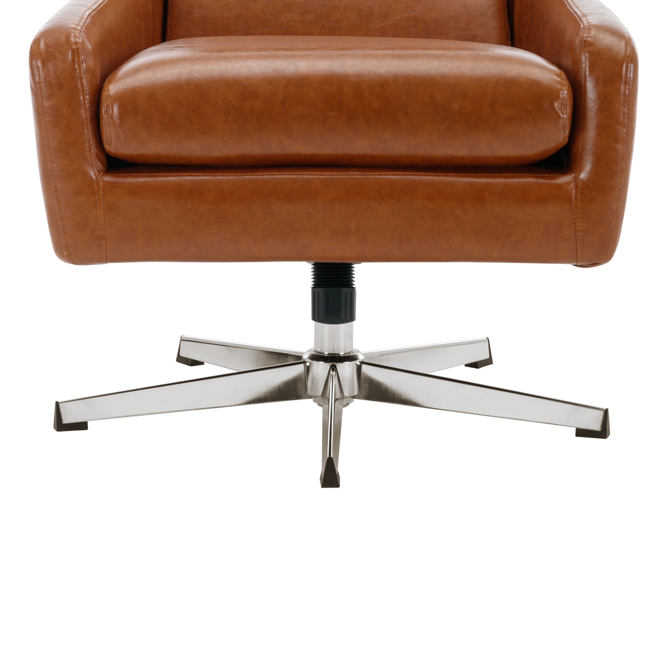 PU Leather Swivel Armchair with Ottoman - Brown