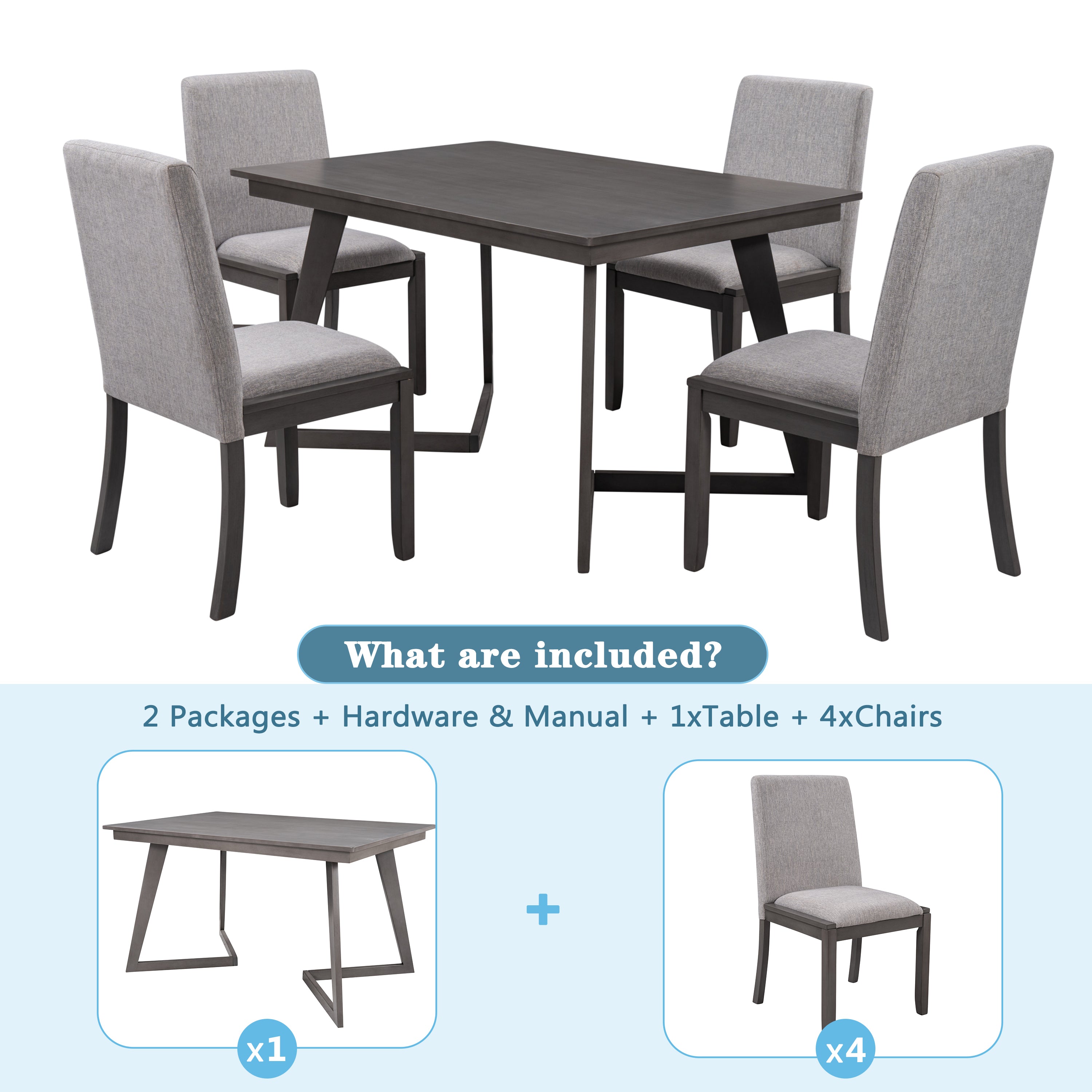 4 Linen Fabric Chairs