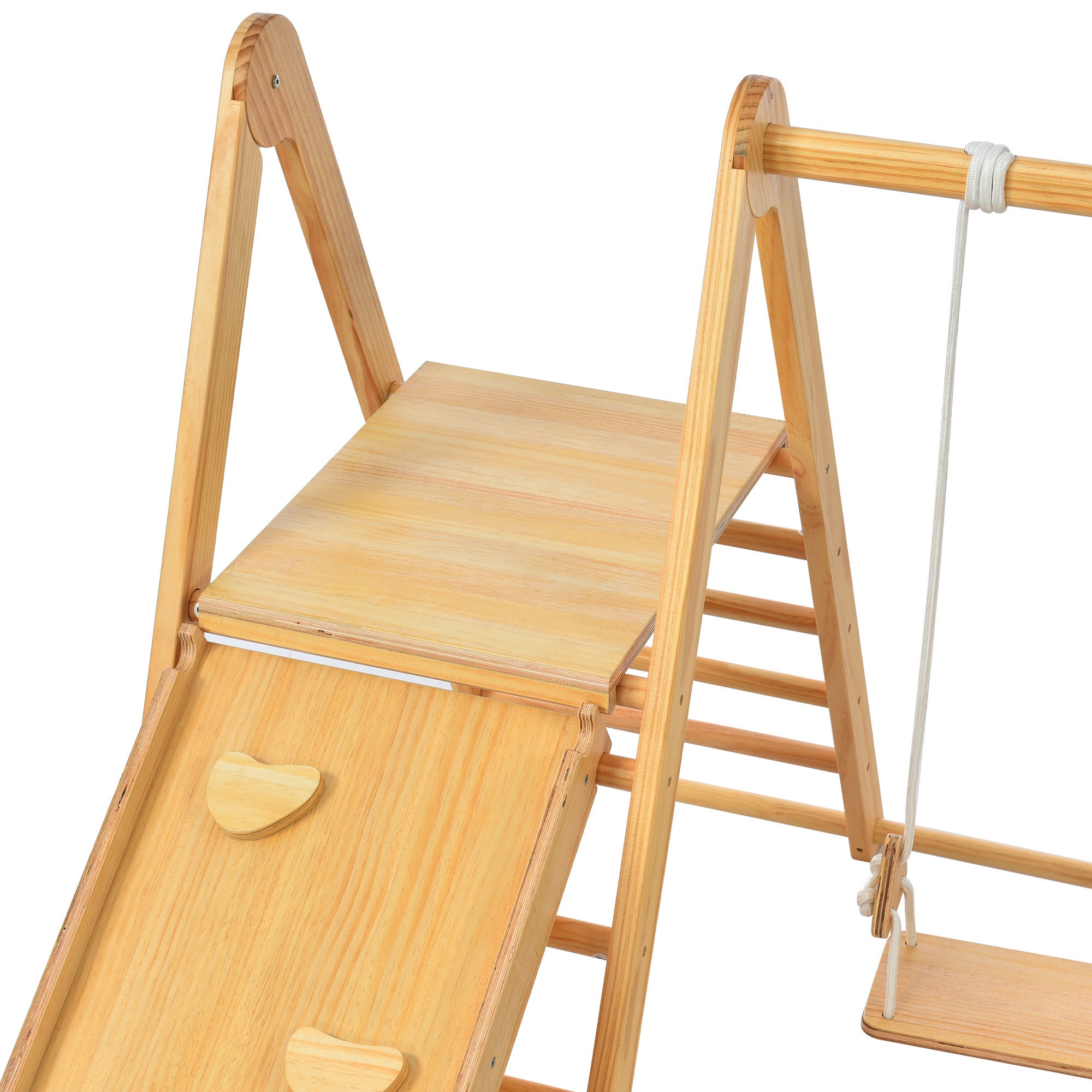Wooden Swing and Slide Set Indoor Foldable Climbing Playground Play set for Kids/Toddlers