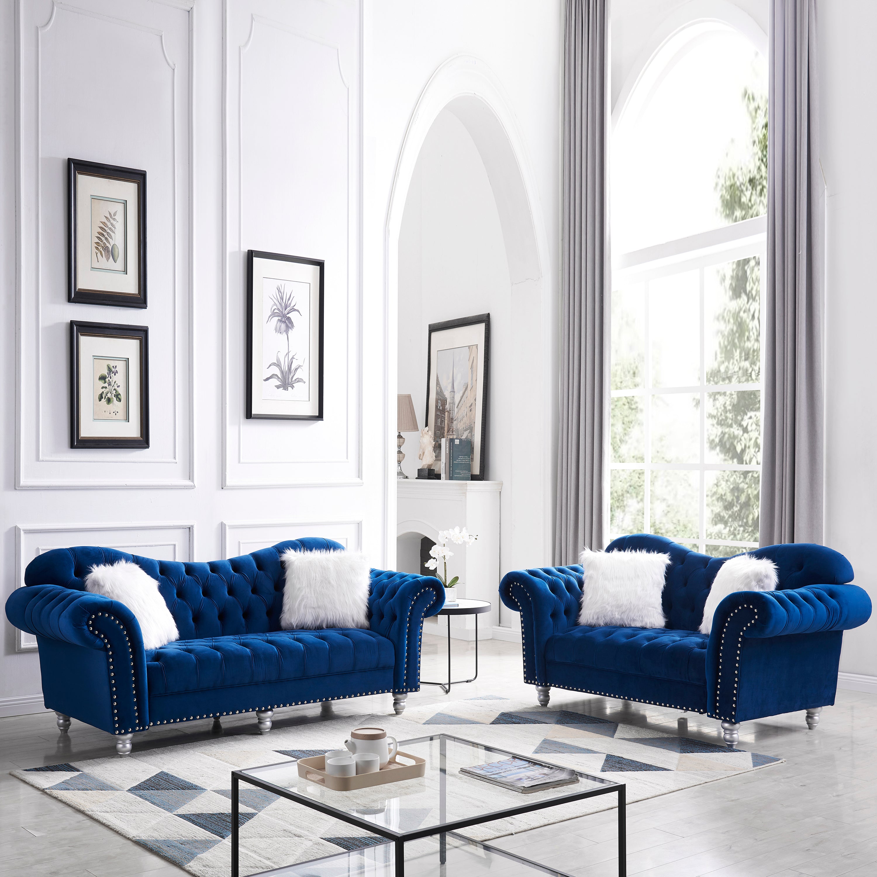 MAICOSY 1/2/3 Seater Sofa set Living Room Velvet Upholstered Loveseat Furniture