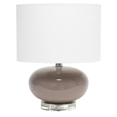 Modern Ceramic Table Lamp with White Fabric Shade - Grey