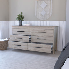 6-Drawer Rectangle Dresser Light Gray