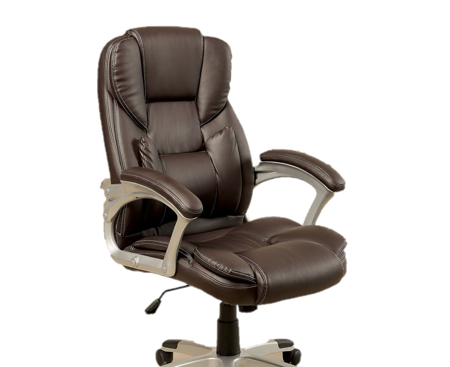 Comfortable Modern Contemporary Office Chair - Brown Leatherette Padded Armrests