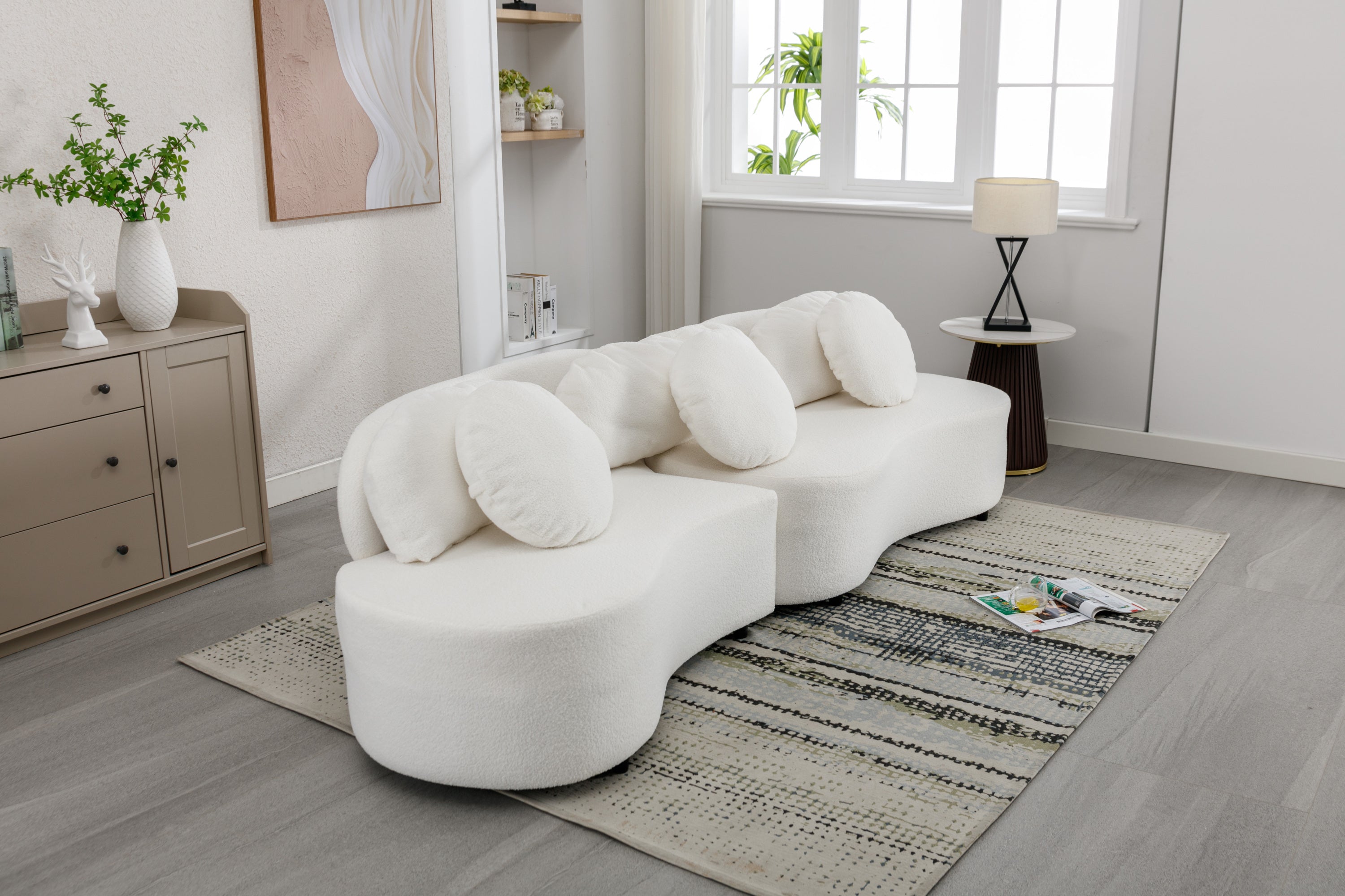 103.9" Modern Living Room Sofa Velvet Upholstered Couch Furniture - Beige