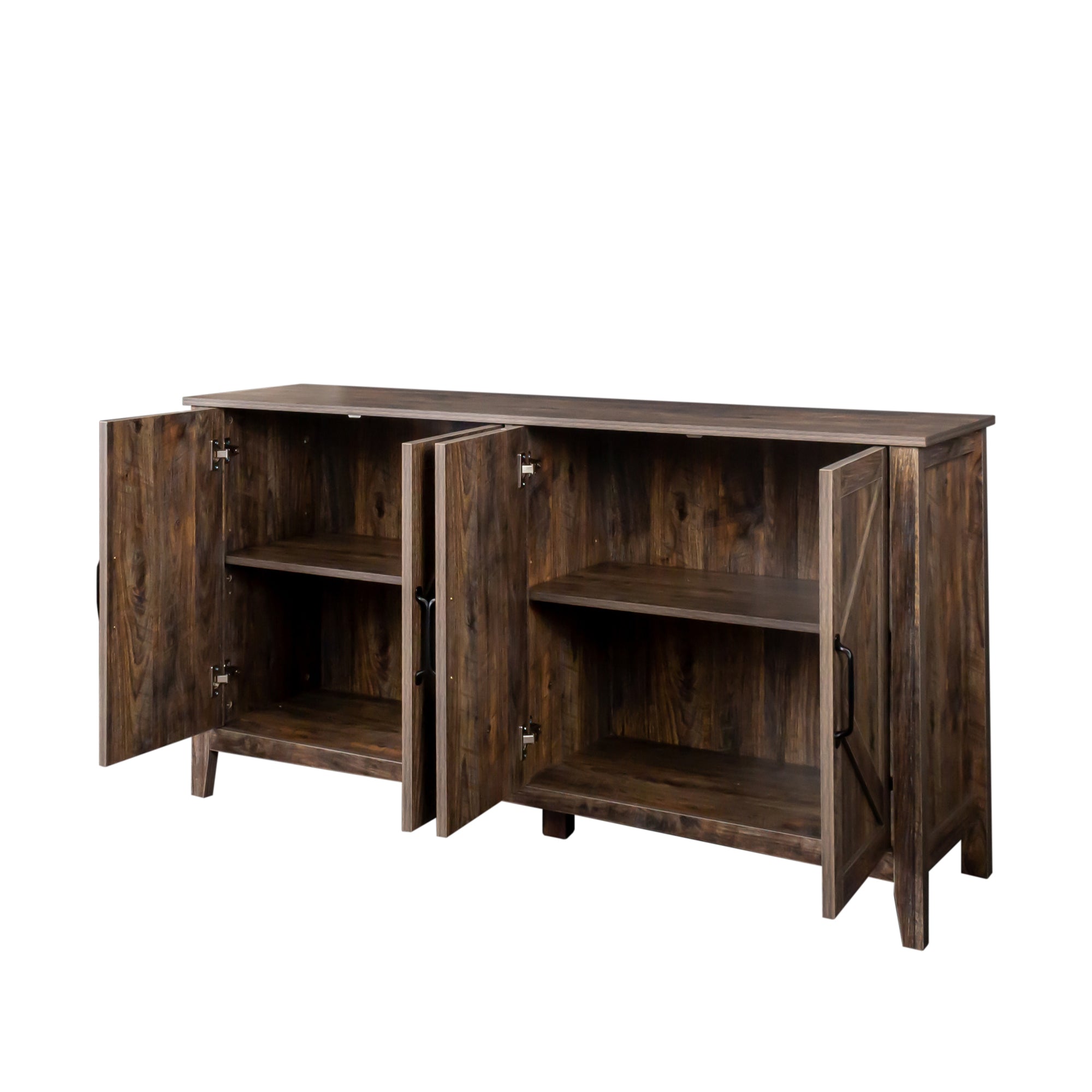 Espresso Cabinet with 4 Doors and 4 open shelves