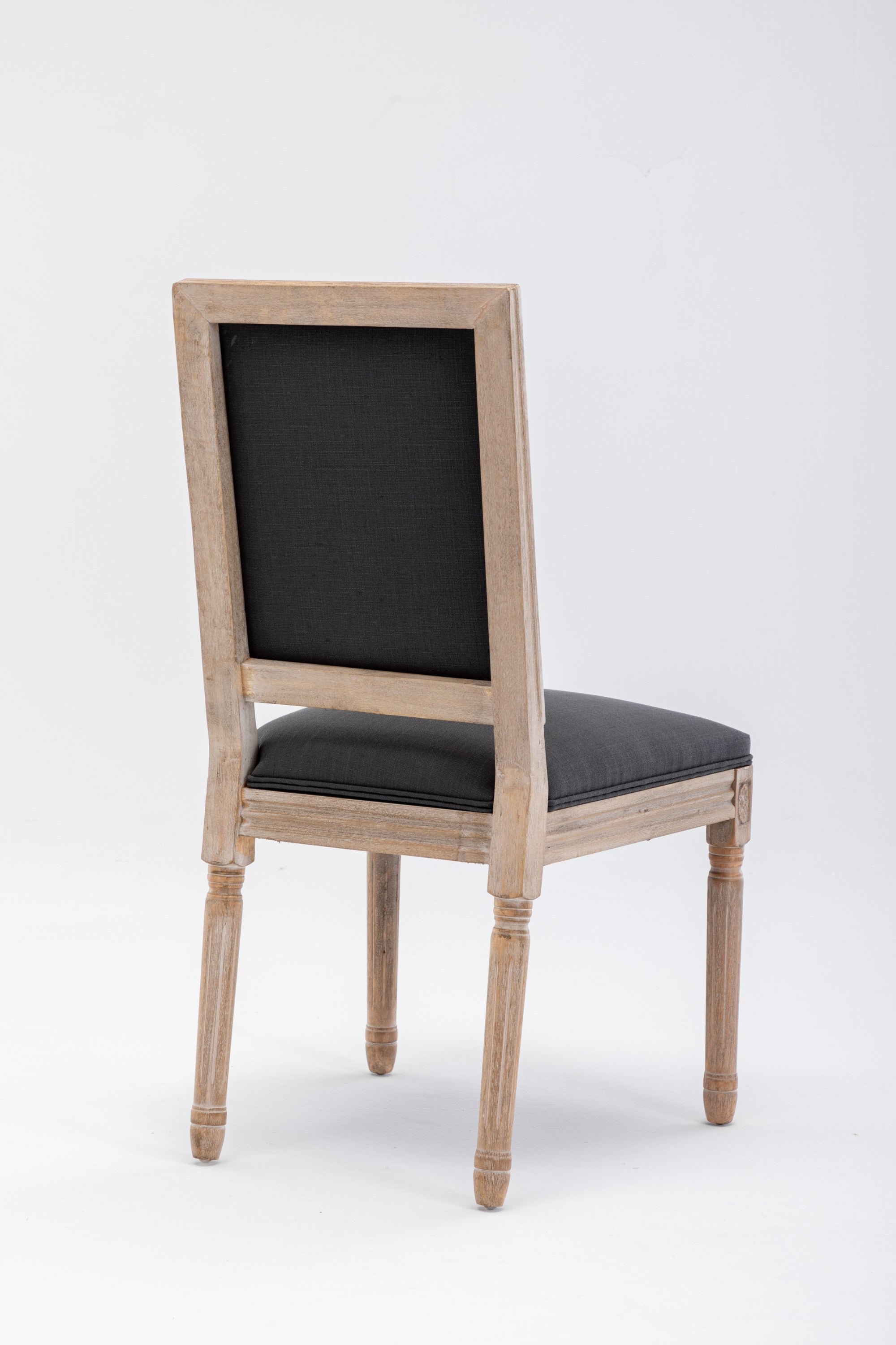 French Style Antique Painting Linen Back Dining Chair (Set of 2) - Grey