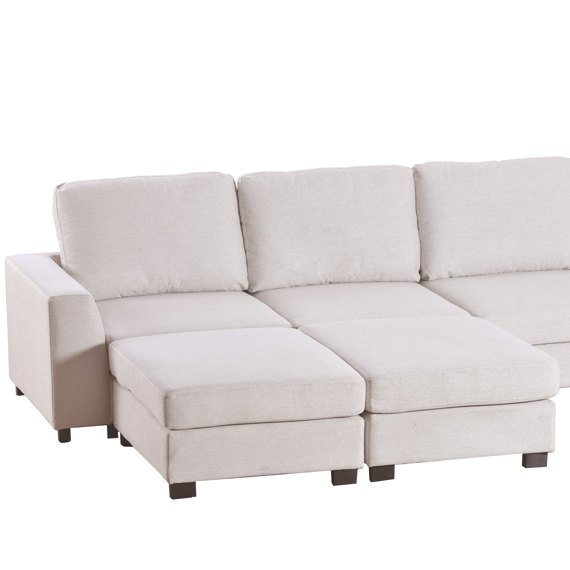 MAICOSY 3 Pieces U Shaped Sectional Sofa Sleeper with Removable Ottomans, Beige