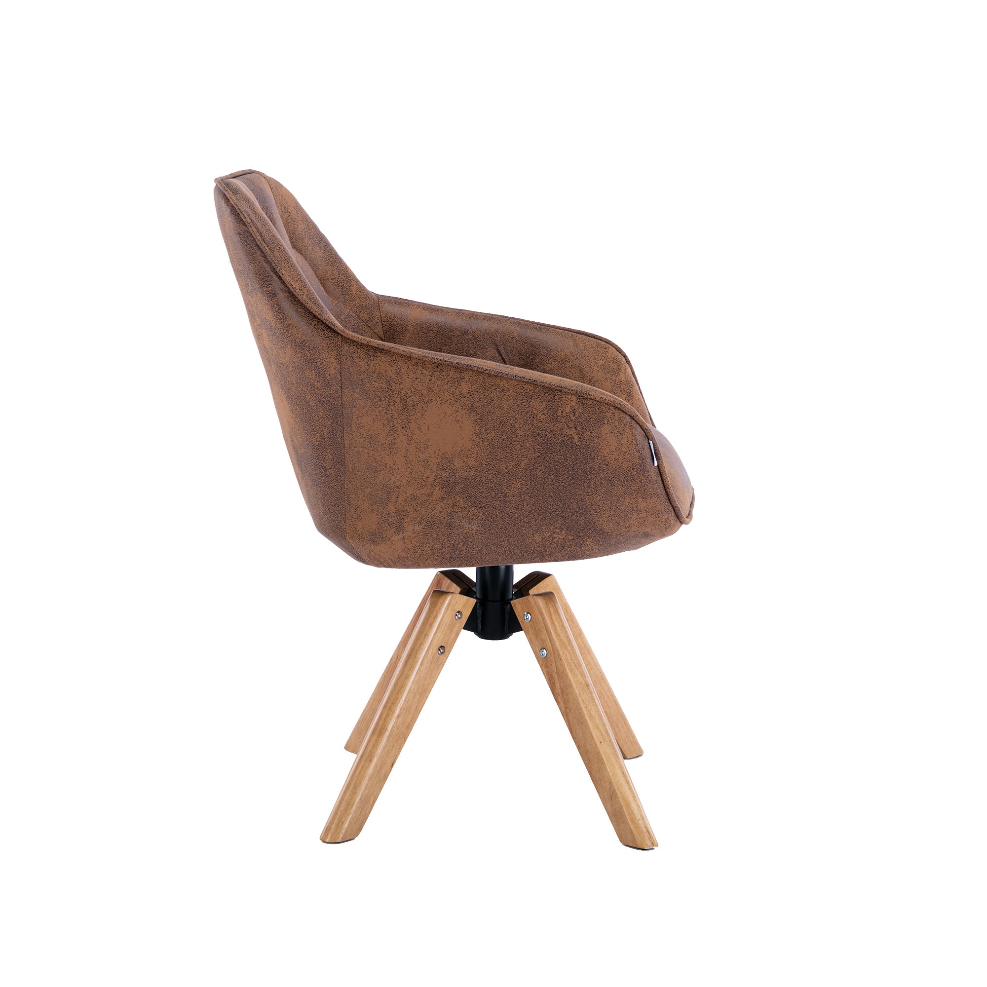 Solid Wood Tufted Upholstered Armless Chair - Coffee Brown