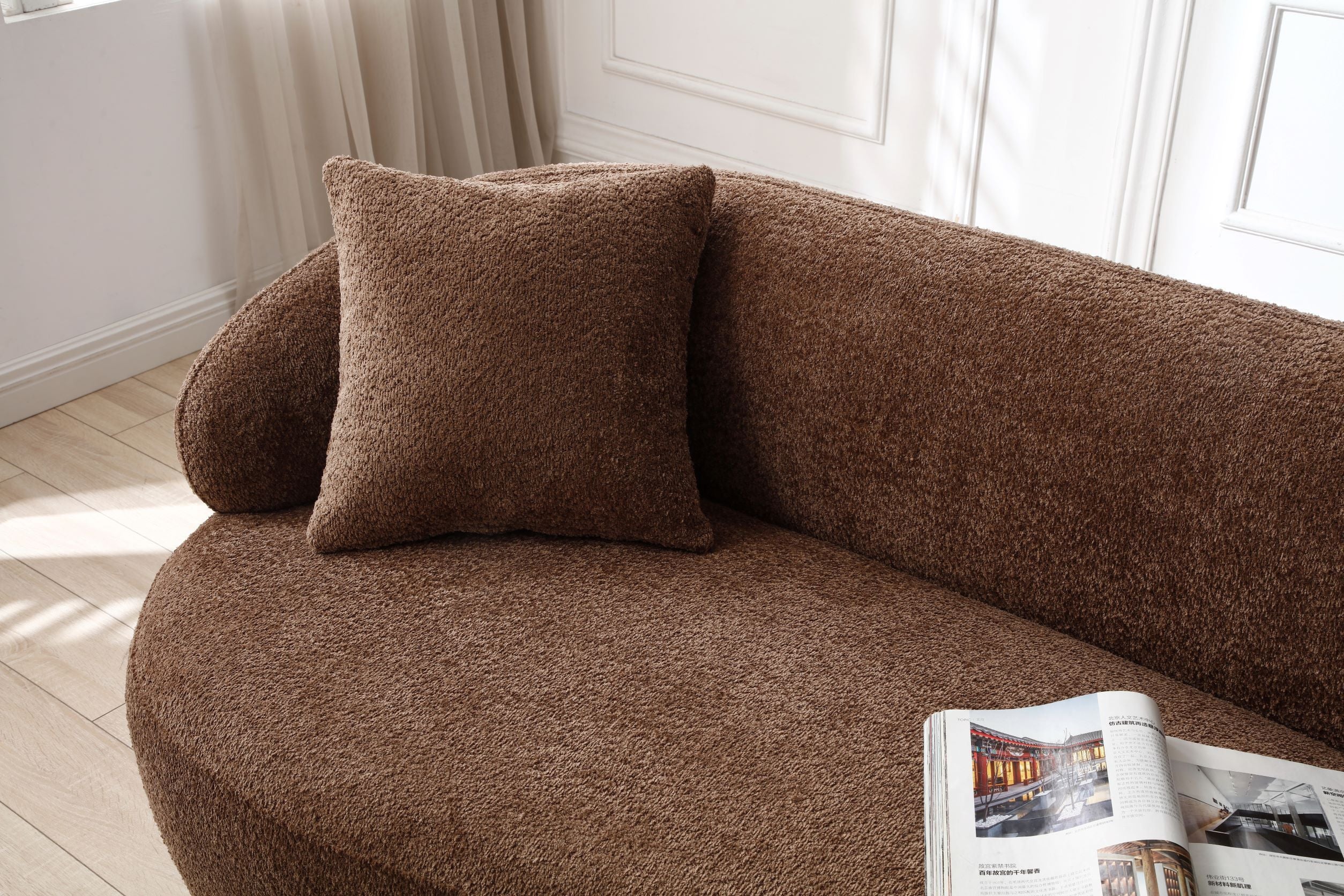 3 Seat Cloud Couch Boucle Sofa for Living Room, Bedroom, Office - Brown