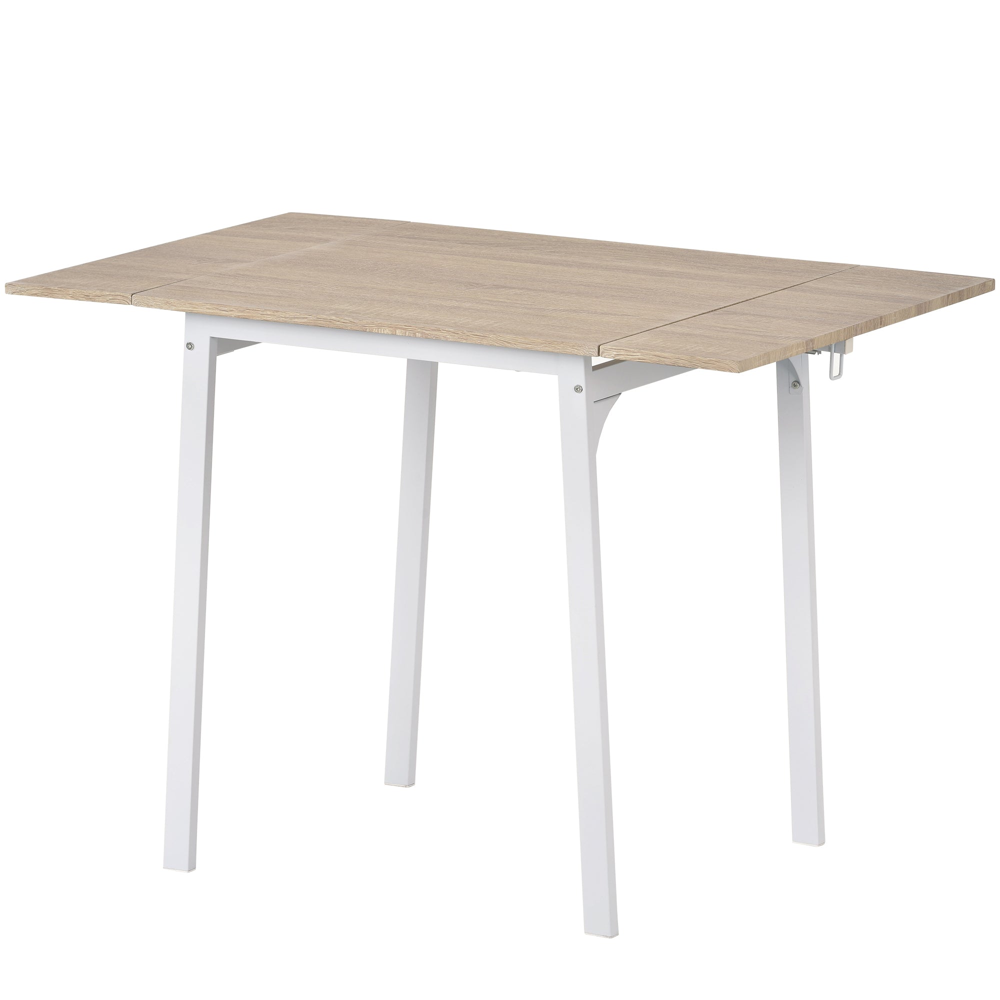 5-piece Modern Metal Dining Set with 1 Leaf Dining Table and 4 chairs - Oak Finish
