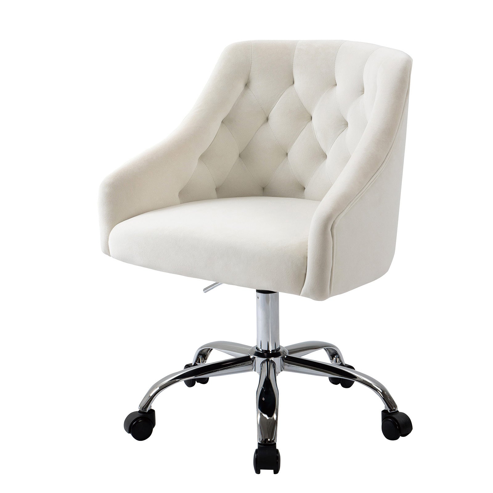 Modern Velvet Swivel Armchair, Office Chair with Soft Seat - White