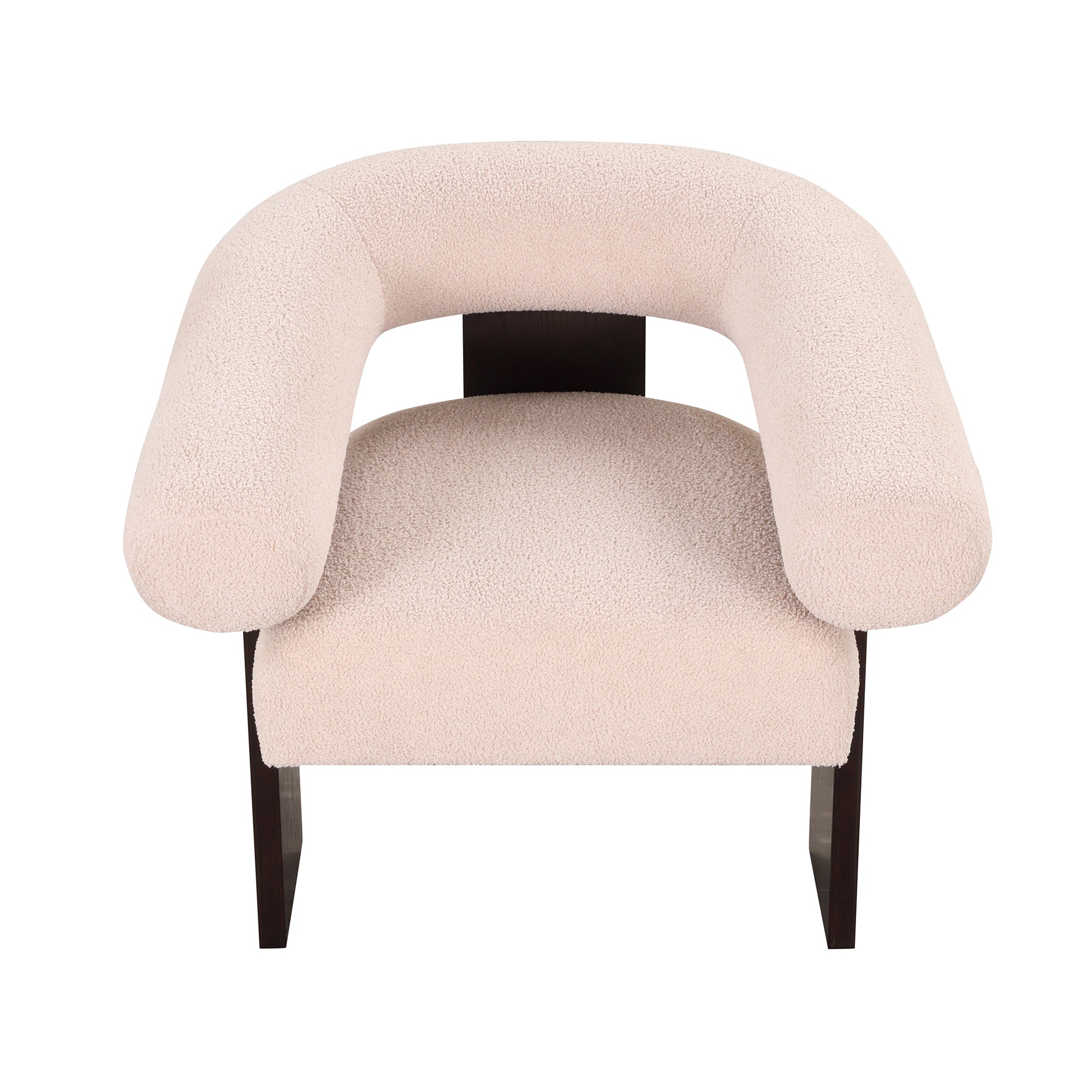 The Curved Wishbone Frame Accent Chair Teddy Velvet - Beige