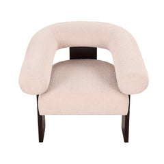 The Curved Wishbone Frame Accent Chair Teddy Velvet - Beige
