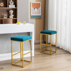 Modern Backless Stool 30 Inch Bar (Set of 2) - Peacock Blue