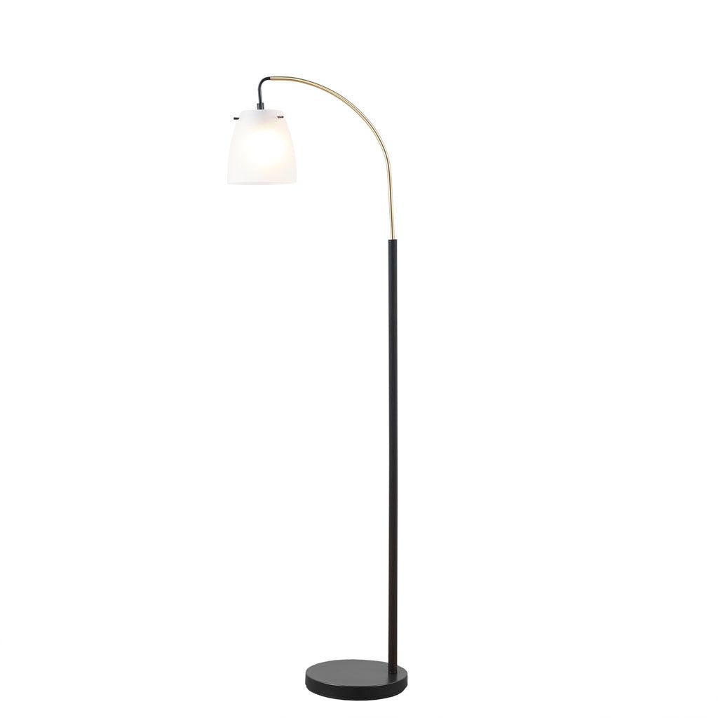 Arched Metal Floor Lamp with Frosted Glass Shade