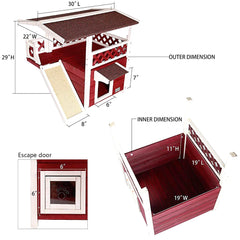 Cat House for Outdoor Weatherproof with Scratching Pad and Escape Door