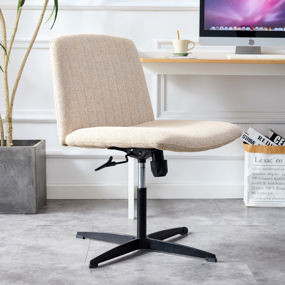 Chair Office Chair Adjustable 360 ° Swivel Cushion Chair - Linen Beige