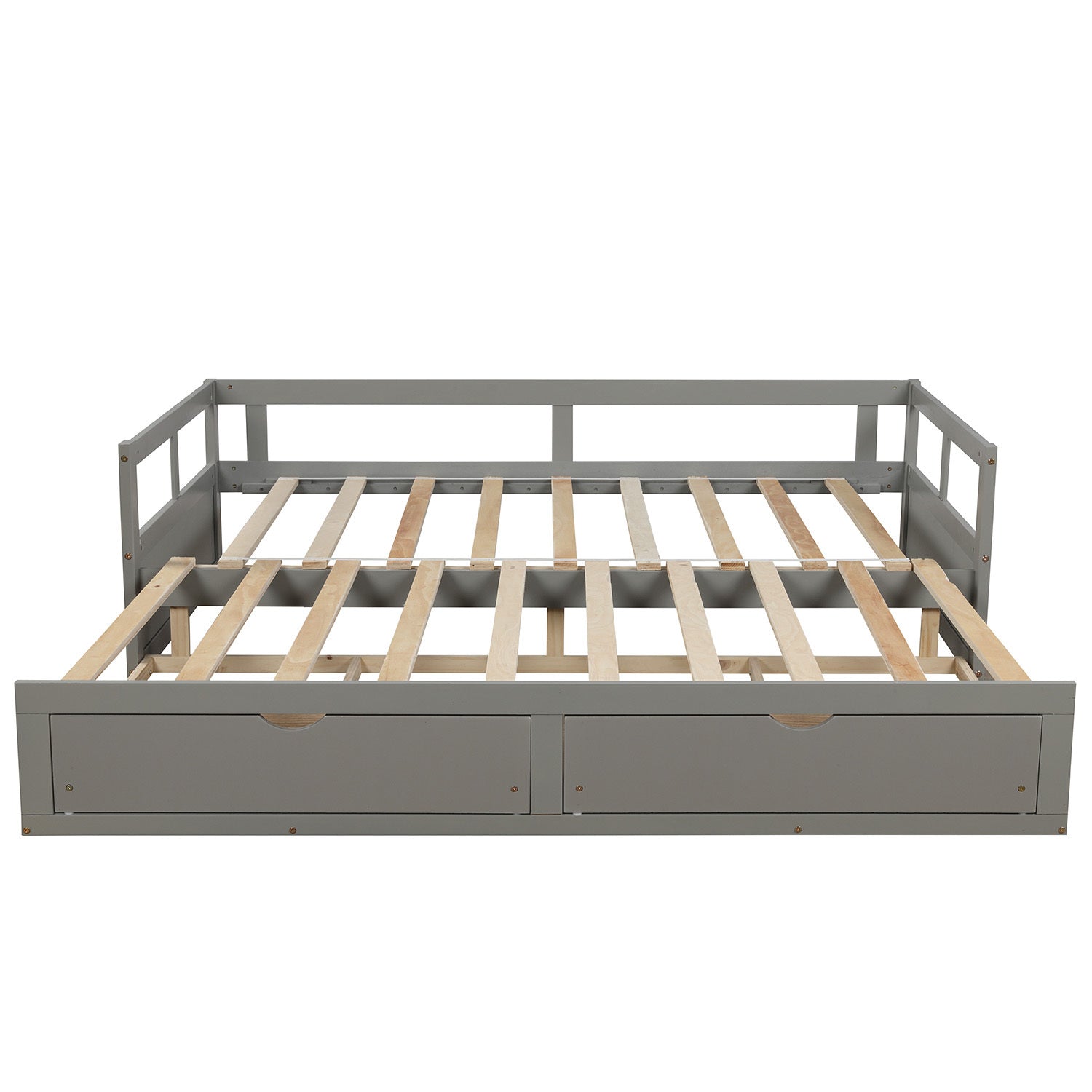 Extendable Daybed with Trundle Bed and Two Storage Drawers - Gray