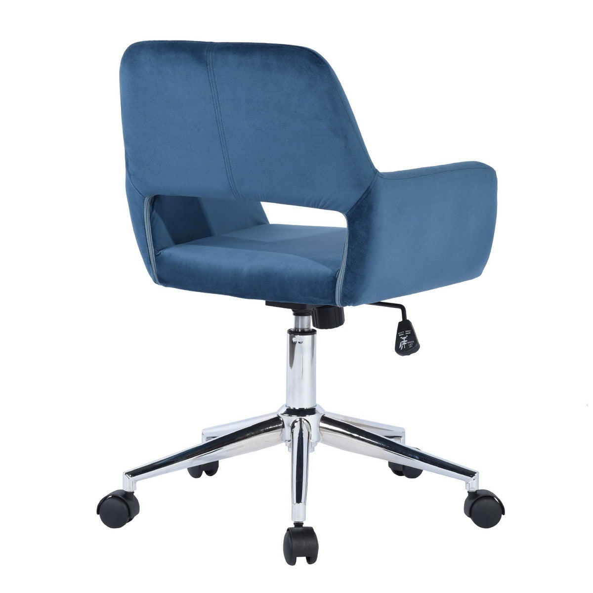 Modern Velvet Upholstered Adjustable Swivel Office Chair - Blue
